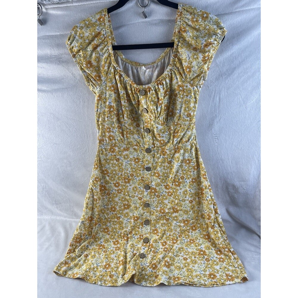No Boundaries Yellow Floral Button-Down Mini Dress